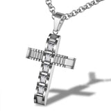 Cross Pendant Necklace Zircon Diamonds Titanium Stainless Steel Chain