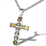 Cross Pendant Necklace Zircon Diamonds Titanium Stainless Steel Chain