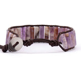 Tube Shape Stones Leather Wrap Bracelet Bohemian Wristband
