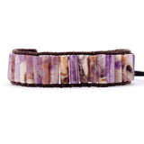 Tube Shape Stones Leather Wrap Bracelet Bohemian Wristband