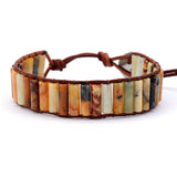 Tube Shape Stones Leather Wrap Bracelet Bohemian Wristband