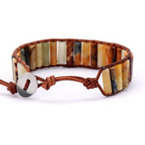 Tube Shape Stones Leather Wrap Bracelet Bohemian Wristband