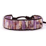Tube Shape Stones Leather Wrap Bracelet Bohemian Wristband