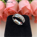 Tungsten Wedding Band Brushed Grooved Beveled Finish 8MM