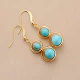 Turquoise Plated Hoop Dangle Earrings Natural Stone Boho Jewelry