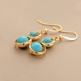Turquoise Plated Hoop Dangle Earrings Natural Stone Boho Jewelry