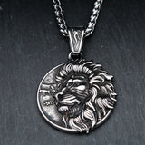 Vintage Lion Head Necklace Punk Stainless Steel Pendant For Men