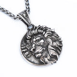 Vintage Lion Head Necklace Punk Stainless Steel Pendant For Men
