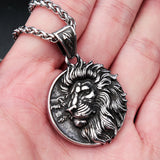 Vintage Lion Head Necklace Punk Stainless Steel Pendant For Men