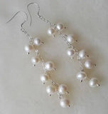 Wedding Pearl Earrings 7mm Freshwater Pearls Grape Fine Jewelry Dangle Earrings