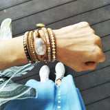 Solar Quartz 5 Strands Wrap Bracelets Boho Leather Bracelet Faceted Crystal