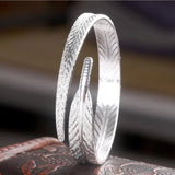 925 Silver Leaf Bangles Open Cuff Bracelets Fine Jewelry