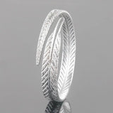 925 Silver Leaf Bangles Open Cuff Bracelets Fine Jewelry