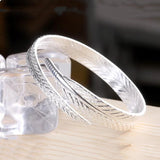 925 Sterling Silver Leaf Bangles Open Cuff Bracelets Jewelry