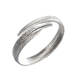 925 Sterling Silver Leaf Bangles Open Cuff Bracelets Jewelry