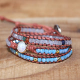 Opal Rhinestone Leather Wrap Bracelet