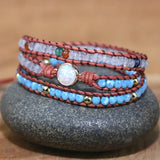 Opal Rhinestone Leather Wrap Bracelet