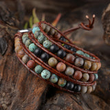 Boho Wrap Bracelet Leather 3 Strands Woven Multilayer Bracelet