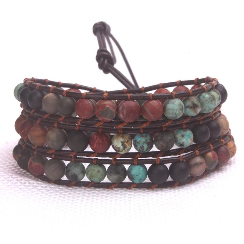 Boho 3 Strands Leather Wrap Bracelet