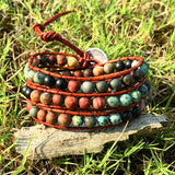 Boho Wrap Bracelet Leather 3 Strands Woven Multilayer Bracelet