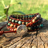 Boho Leather Wrap Bracelet 3 Strands Woven Multilayer Jewelry
