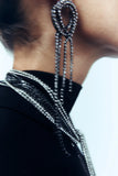 Crystal Tassel Drop Earrings Glass Chain Ear Jewelry