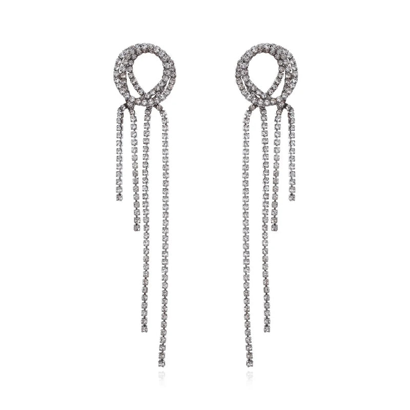 Crystal Tassel Drop Earrings Glass Chain Ear Jewelry