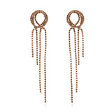 Crystal Tassel Drop Earrings Glass Chain Ear Jewelry