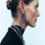 Crystal Tassel Drop Earrings Glass Chain Ear Jewelry