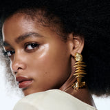 Metal Minnow Dangle Earrings for Women Retro Fish Bone Shape Pendant