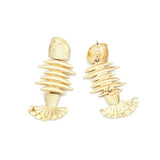 Metal Minnow Dangle Earrings for Women Retro Fish Bone Shape Pendant
