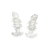 Metal Minnow Dangle Earrings for Women Retro Fish Bone Shape Pendant