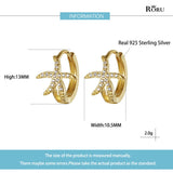 Zircon S925 Silver Star Hoop Ear Stud Earrings for Women