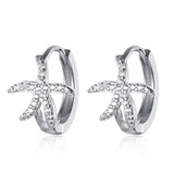 Zircon S925 Silver Star Hoop Ear Stud Earrings for Women