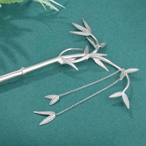 Thai Silver Long Plant Bamboo Hairpin & Light Ladies Silver Jewelry