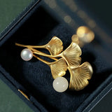 Gilt Inlaid Hetian Jade Flower Brooch Pendant Dual-Use Silver Jewelry