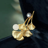 Gilt Inlaid Hetian Jade Flower Brooch Pendant Dual-Use Silver Jewelry