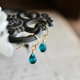 Sapphire Drop Earrings with Silver Inlay - Light Ladies Jewelry