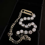 Crystal Inlaid Brooch Necklace Sweet Wind Curiosity Silver Jewelry
