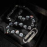 Crystal Inlaid Brooch Necklace Sweet Wind Curiosity Silver Jewelry