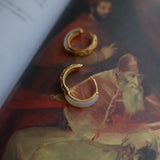 Chalcedony Gold-Plated Hollow Pattern Earrings