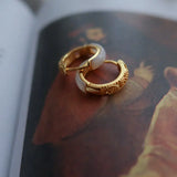 Chalcedony Gold-Plated Hollow Pattern Earrings