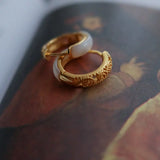 Chalcedony Gold-Plated Hollow Pattern Earrings