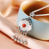 Handcrafted Hetian Jade Ethnic Necklace Pendant for Women