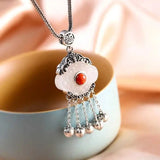 Handcrafted Hetian Jade Ethnic Necklace Pendant for Women