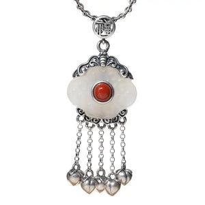 Handcrafted Hetian Jade Ethnic Necklace Pendant for Women
