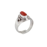 Nepal Silver Inlaid Red Tourmaline Adjustable Ring