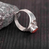 Nepal Silver Inlaid Red Tourmaline Adjustable Ring