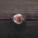 Nepal Silver Inlaid Red Tourmaline Adjustable Ring
