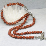 Gold Sandstone Multilayer Bracelets Women Round Beads 6mm Jewelry